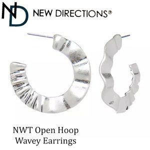 New Directions Open Hoop Silver Tone Earrings -NWT